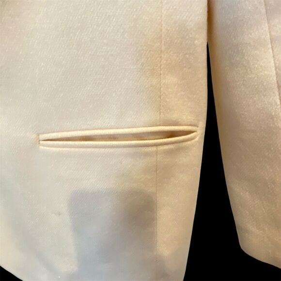 Norton McNaughton Vintage 90s 100% Wool Blazer Ivory Brass Button Lined Medium - Picture 5 of 9